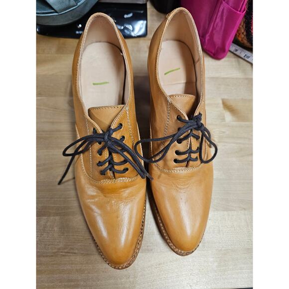 Oak Tree Farms Tan Rustic Leather Lace Up Victorian Style Shoes size 9.5 - Picture 5 of 10